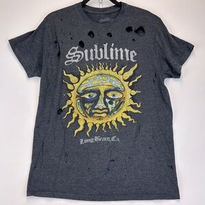 SUBLIME Distressed Rock T-shirt Dark Gray Size Large